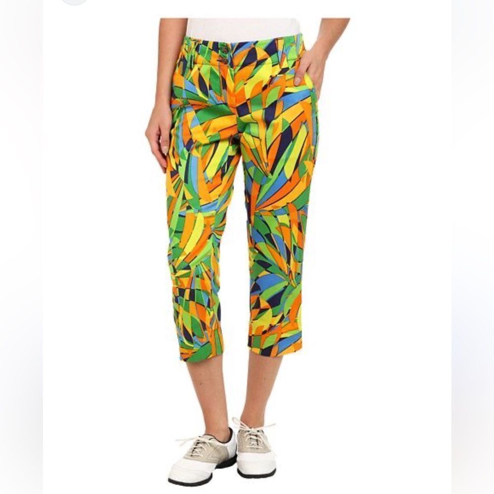 Loudmouth Ladies Women’s Peacock Golf Capris Pants Size 8